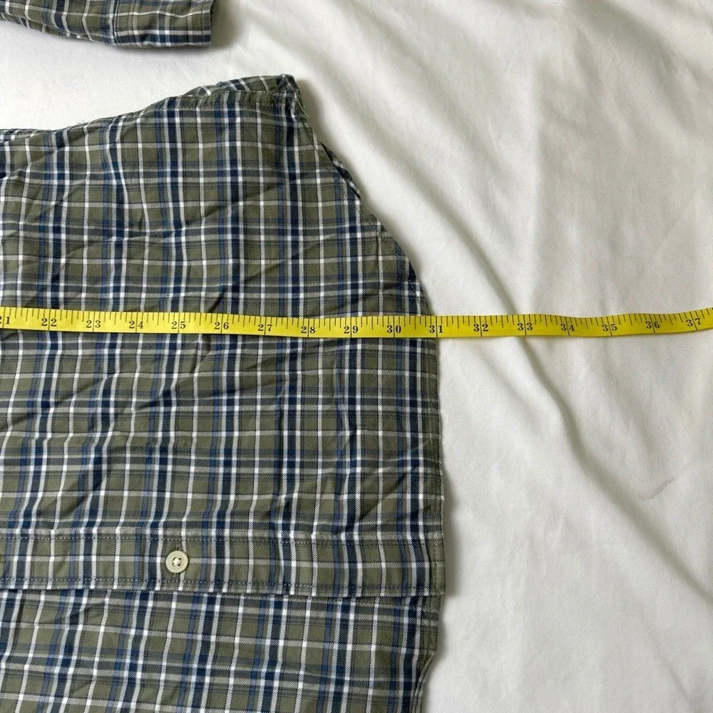 Banana Republic Mens Oxford Shirt Olive Green Size XL Slim Fit Plaid Button Down